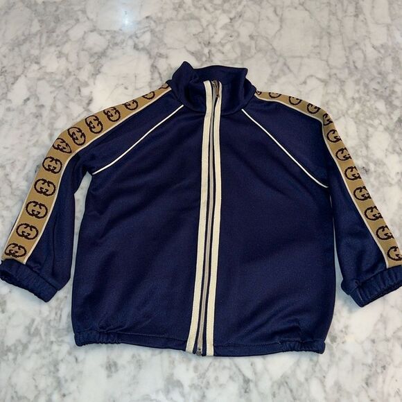 GUCCI BOYS JERSEY “GG” TRIM ZIP UP 24M - Picture 1 of 9